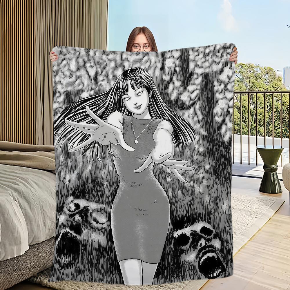 Junji Ito Horror Comic Blanket Flannel Warm Comfort Soft Plush Blanket For Picnic Beds Sofas Homes And Bedrooms