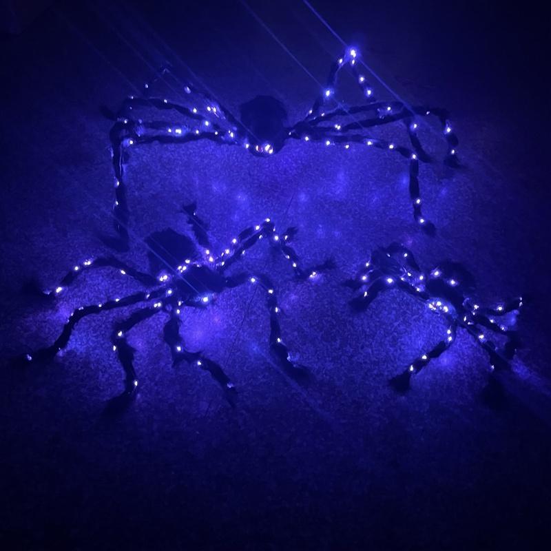 Halloween Spider Decorations Light Up Giant Spider Glowing Black Spider For Indoor Outdoor Decorations Halloween Party Yard