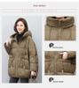 Women's Mid-Length Down Jacket 2024: Winter Loose Fit Plus Size Thickened White Duck Down Coat for Middle-Aged Moms