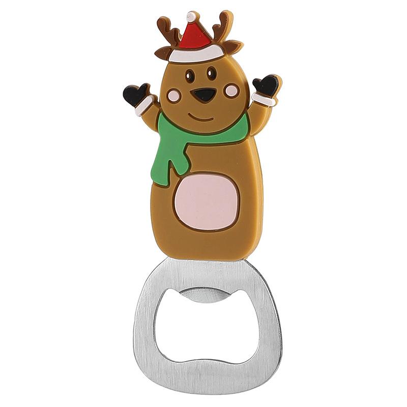 

Christmas Pattern Bottle Opener Santa Snowman Elk Beer Eagle Silicone Stainless Steel Beer Openers Refrigerator Magnet Opener