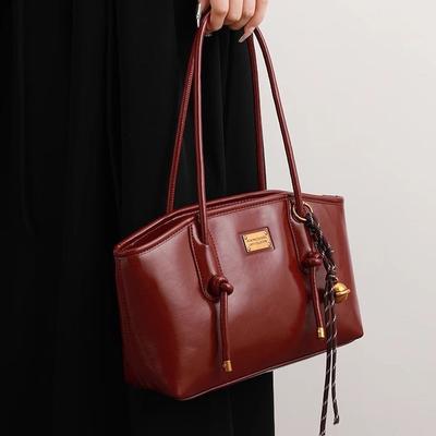 Red Festive Bride Wedding Bag Women 2025 New Trendy Tote Bag Large Capacity Wedding Bag Commuter Shoulder Armpit Bag