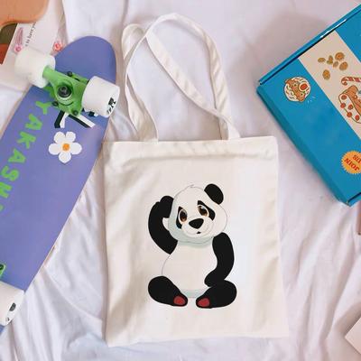 Panda Cartoon China Cute National Treasure Shoulder Canvas Bags Harajuku Casual Crossbody Bag Big Handbag Street Women Bag Purse