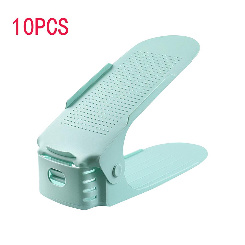 10 Stück Verstellbarer Doppelschicht-Schuhständer verdickt und platzsparend Schuhaufbewahrungsregal mit flachem Boden Stiefelaufbewahrung Schuhregal