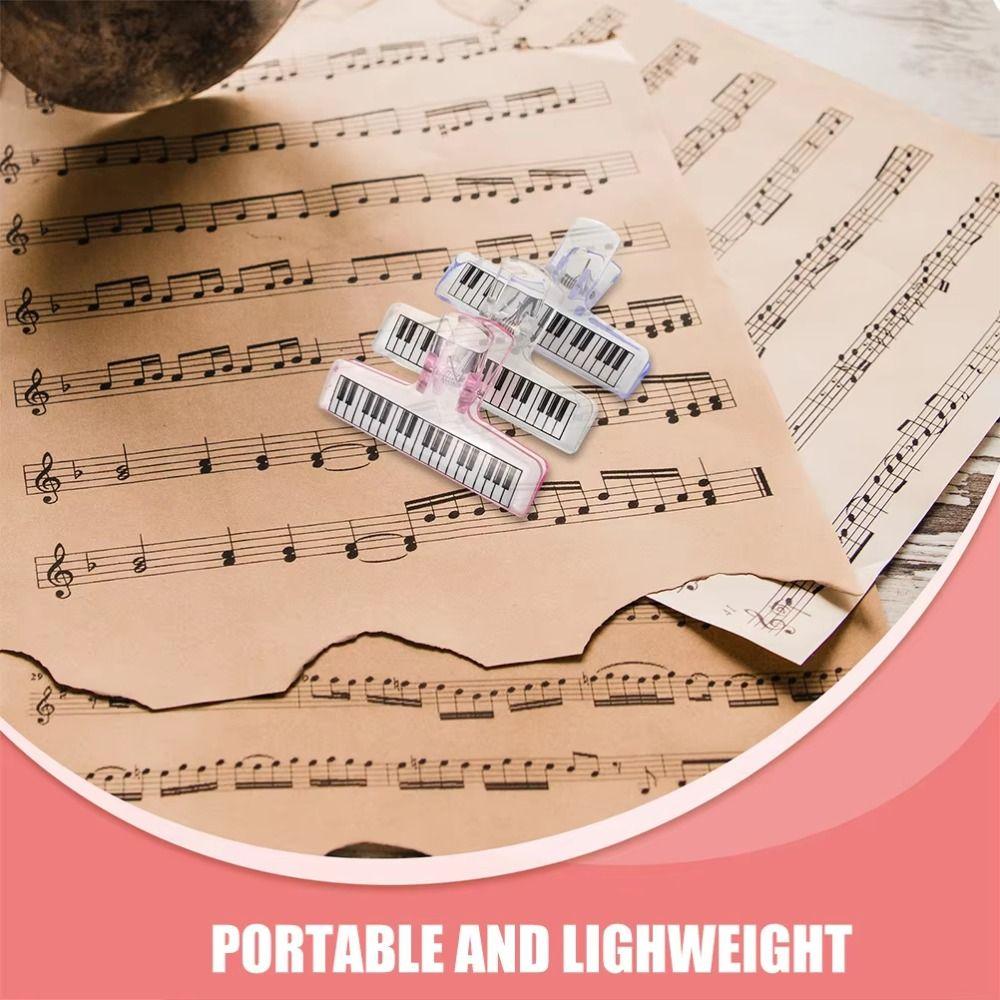 5Pcs Piano Pattern Sheet Music Clip Transparent Acrylic Piano Score Fixed Binder Clamp  Office Use