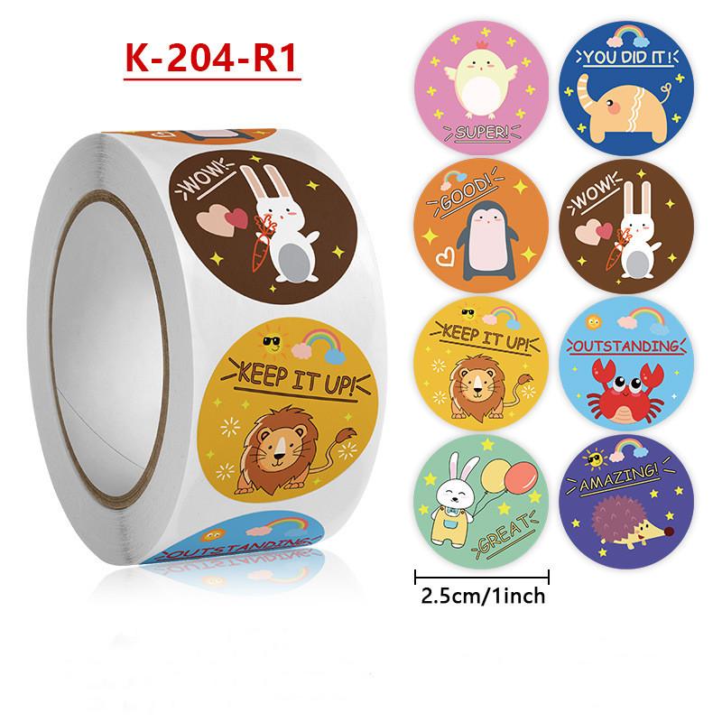 Stickers Cat 500 Pcs/roll Teacher Reward Sticker Fun Motivation Animal Sticker For School Teacher Student Stationery Stickers