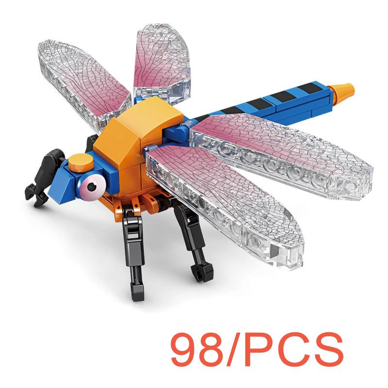 MOC Puzzle Zvířecí Stavební Kostky Včela Tygr Lev Žirafa Žába Krokodýli Liška Pták Divoké Prase Hmyz Mini DIY Cihlová Hračka Dárek F029