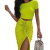Women's Short-sleeved Body-hugging Skirt Set Slit Skirt Short-sleeved Top Set