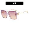 Women's sunglasses, fashionable square large-frame sunglasses, pearl-decorated sunglasses.