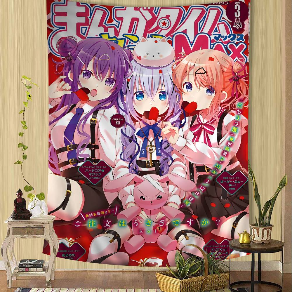 Is The Order A Rabbit Anime Hippie Wall Hanging Tapestries For Living Room Home Dorm Decor Kawaii Room Decor