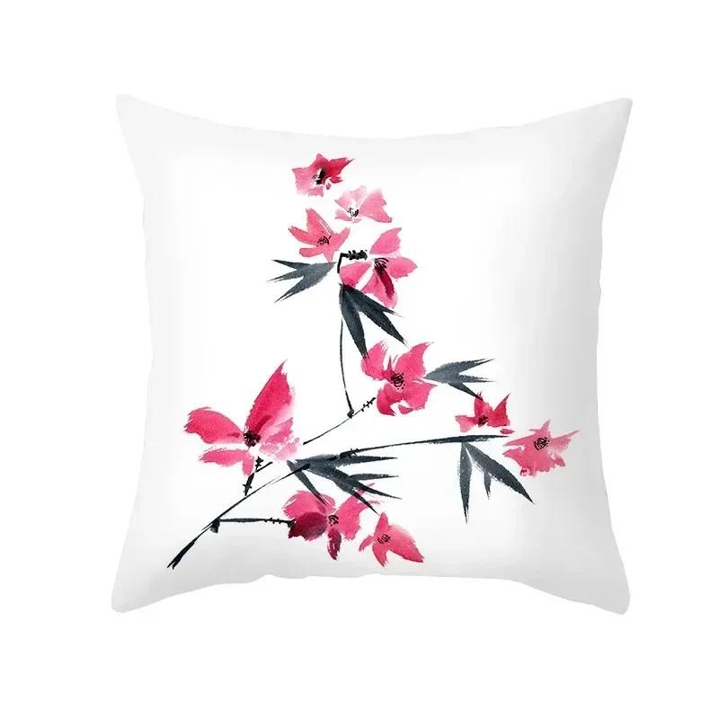 Frische Tuscheblumen-Druck Kissenbezug Büro Wohnzimmer Auto Ornamente Heim-Kissenbezug