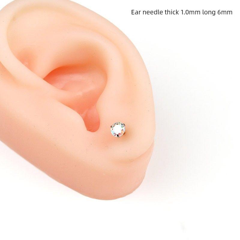 

round Crystal Girl Minimalist Men s Earrings Zircon Steel color 5mm colored diamond