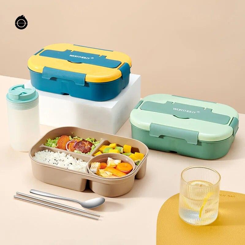 Boîte à lunch Bento portable avec compartiment, récipient à lunch en plastique pour micro-ondes, pour écoliers, travailleurs, récipient alimentaire anti-fuite
