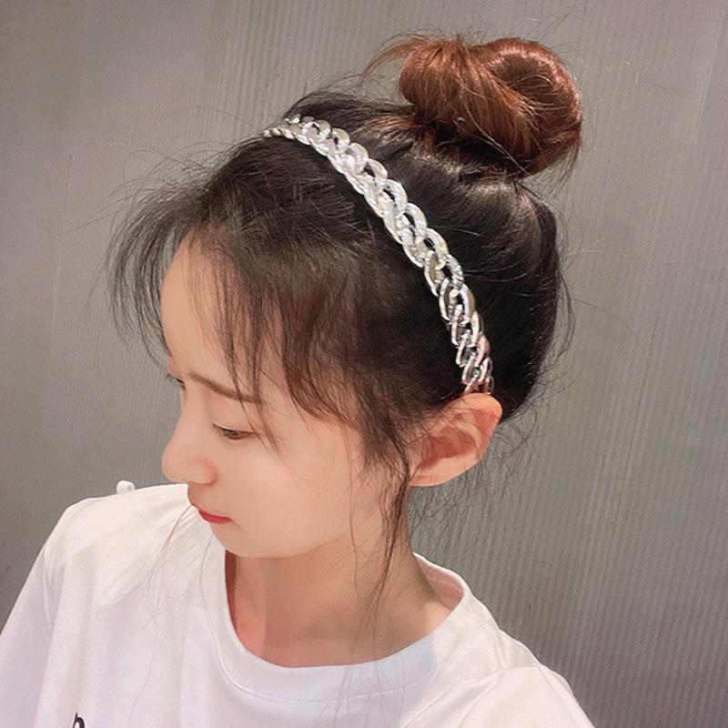 New  Acetate Chain Gold Silver Bezel Hairbands Women's Accessories Vintage Fashion Girls Headband Hoop Femme Hair Ornaments