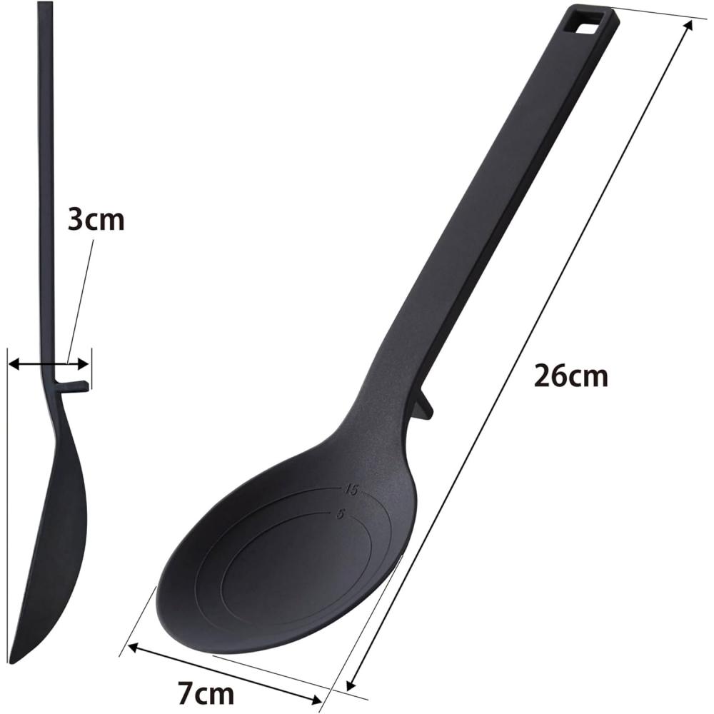 Yamazaki Silicone Cooking Spoon Black W7 D3 H26cm 4273