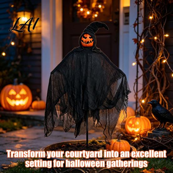 Halloween Witch Decor for Home Ground Stake Black Robe And Pointed Hat Spooky Outdoor Decorations Figures Weather Resistant Yard Props Party Garden
