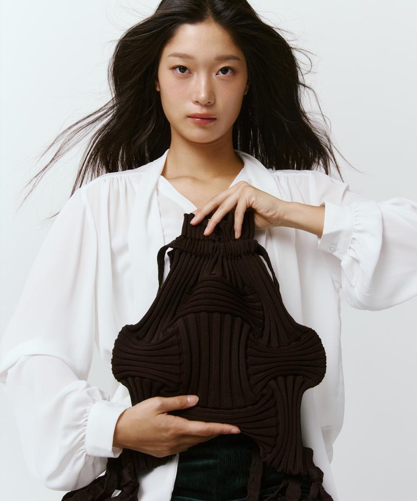 Pleatsmama New Bow Backpack Deep Brown