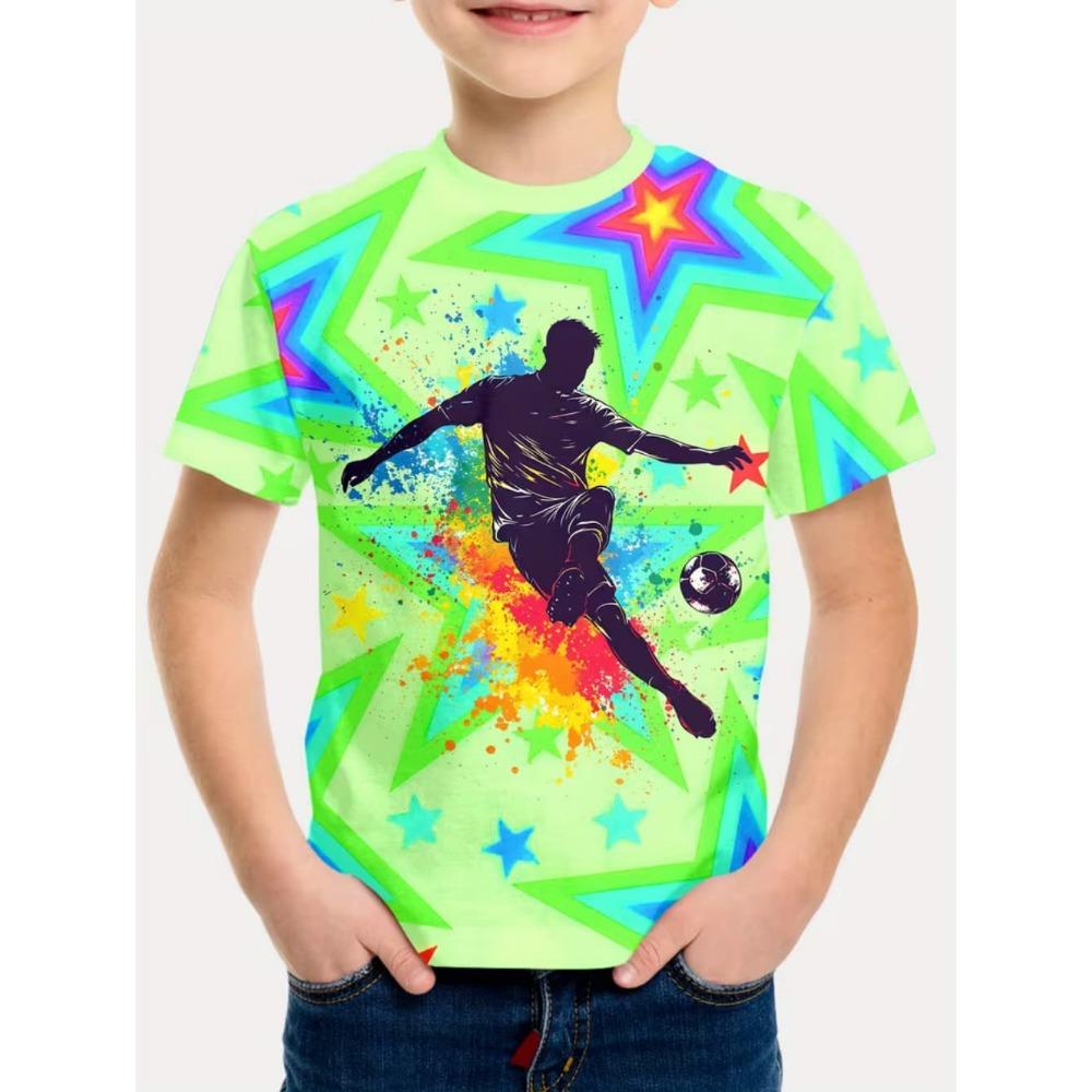T-Shirt für Kinder Mode 3D-Druck Sommer Kurzarm-T-Shirt Personalisiertes Hip-Hop Bequemes Rundhals-T-Shirt Sportoberteil