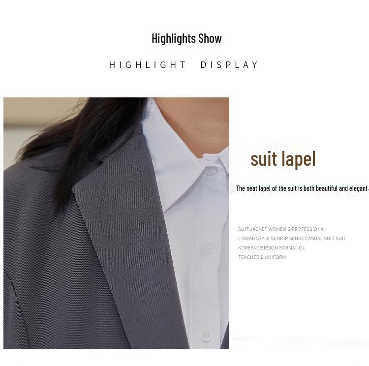 **Deep Gray Plus Size Women's Suit Jacket: Spring/Autumn Professional Formal Wear Set**