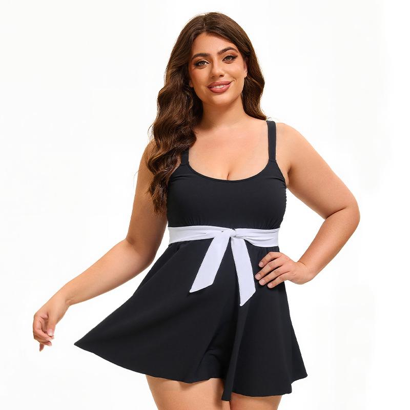 European and American skirt plus size swimsuit female sexy backless triangle conservative split swimsuit XL