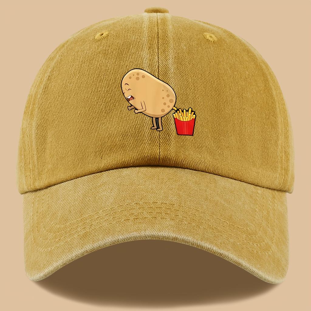 Humorous Potato Chip Printed Baseball Cap, Casual Outdoor Hat Suitable for Holiday Parties, Birthdays, Friends, Cartoon Design