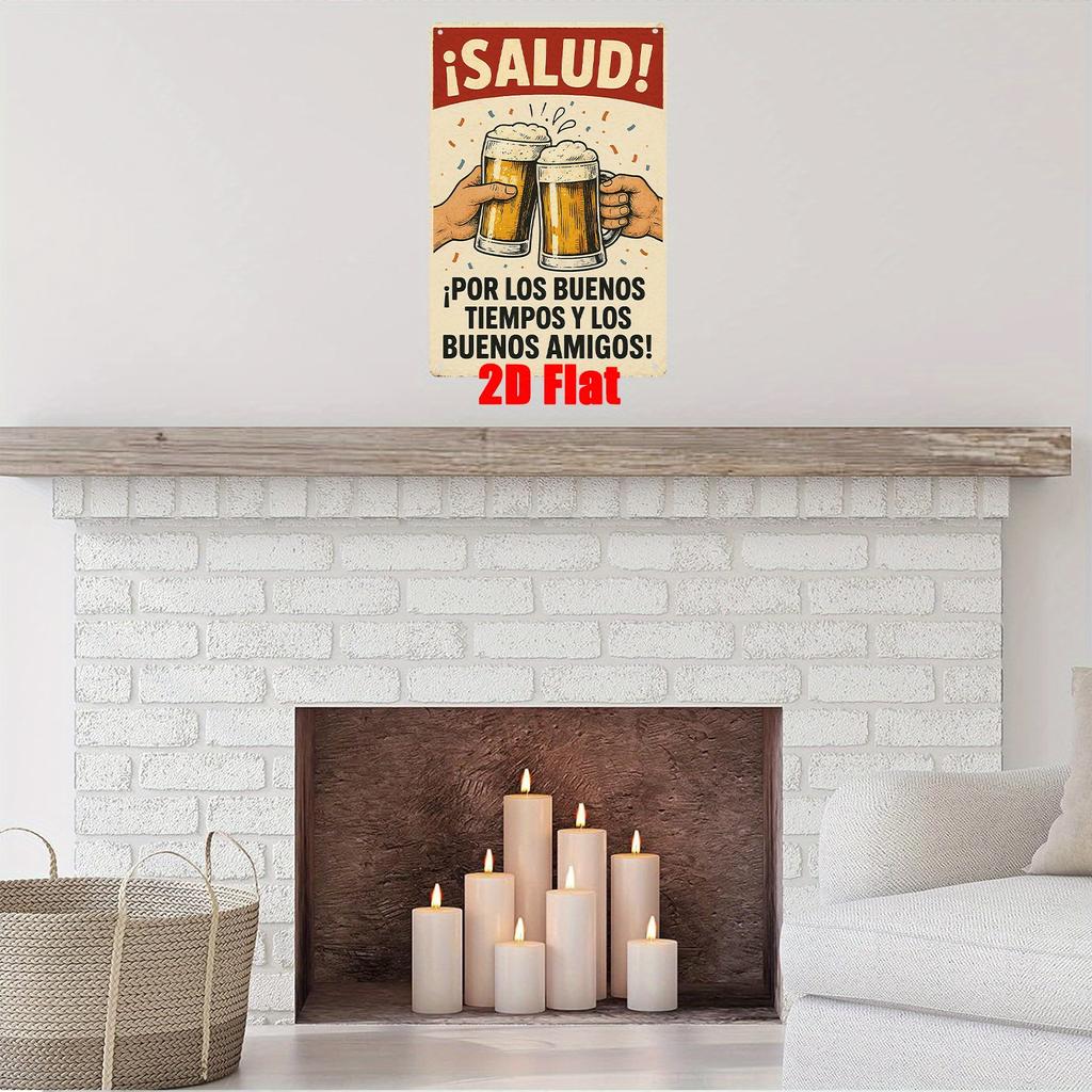 [Metal Wall Art Sign] 2D, 1pc Metal Wall Art Sign, Wall Decoration Poster, Spanish Cheers Theme Iron Mural, Suitable for Home Wi