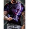 3D Printed T-Shirt for Plus Size Men Featuring a Dark-Themed Girl with Purple Hair,