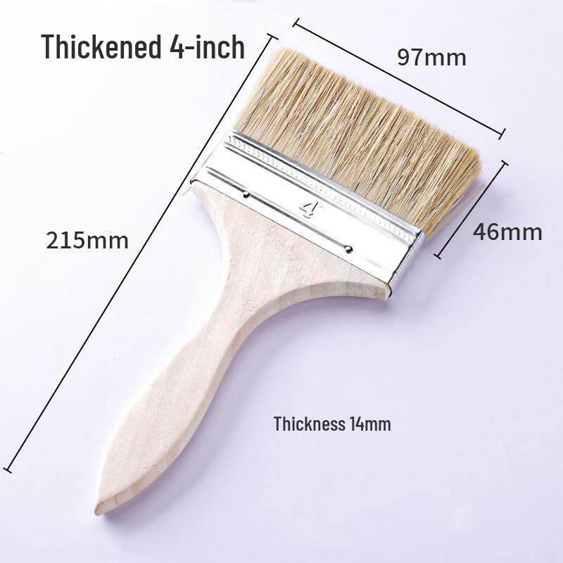 Zhonggongbang Wooden Handle Boar Bristle Paint & BBQ Brush (4-inch, 10-Pack)