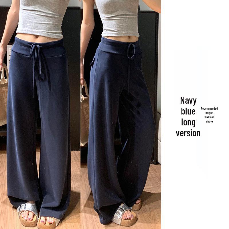 

Dark Blue Women s High Waist Straight-Leg Sweatpants - Slimming, Loose Drape, Casual Wear for Spring & Autumn 2026 S [80-95 lbs]