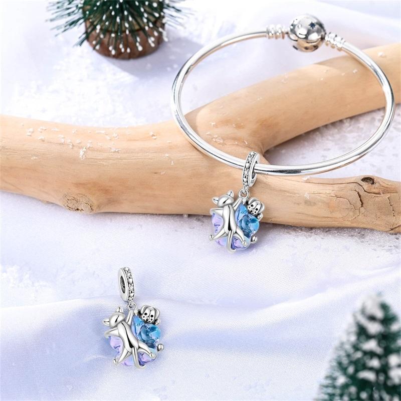 copper Adorable Cute Crystal Cat and Dog Pendant Charm Compatible With Authentic Charm Bracelets Women Do It Yourself Jewellery Gift