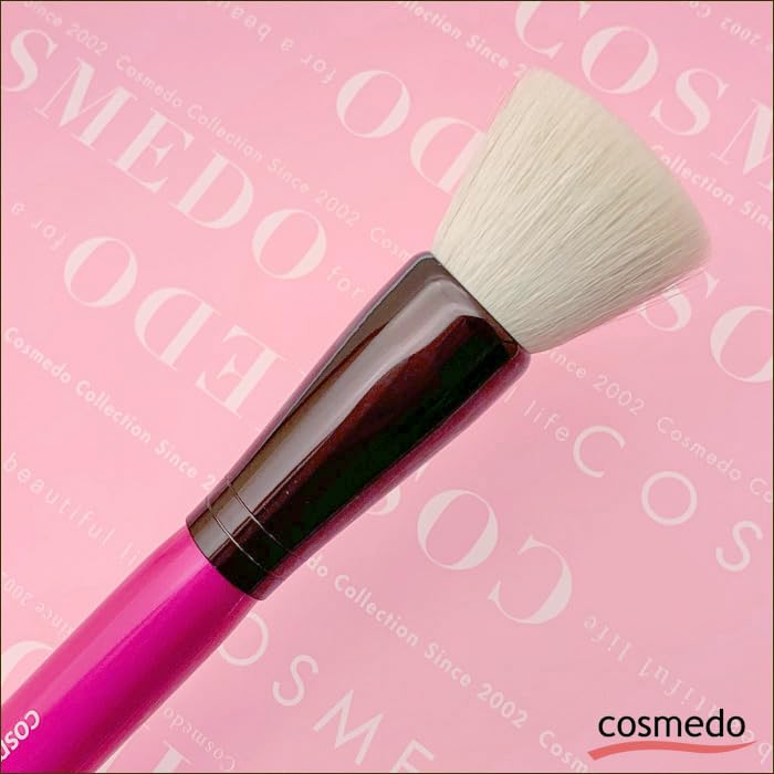 Takumi no Makeup Brush Kumano Brush Round Flat Cheek Pink Handle Cosme-do Brush, (Goat Hair) PKN-C24KW