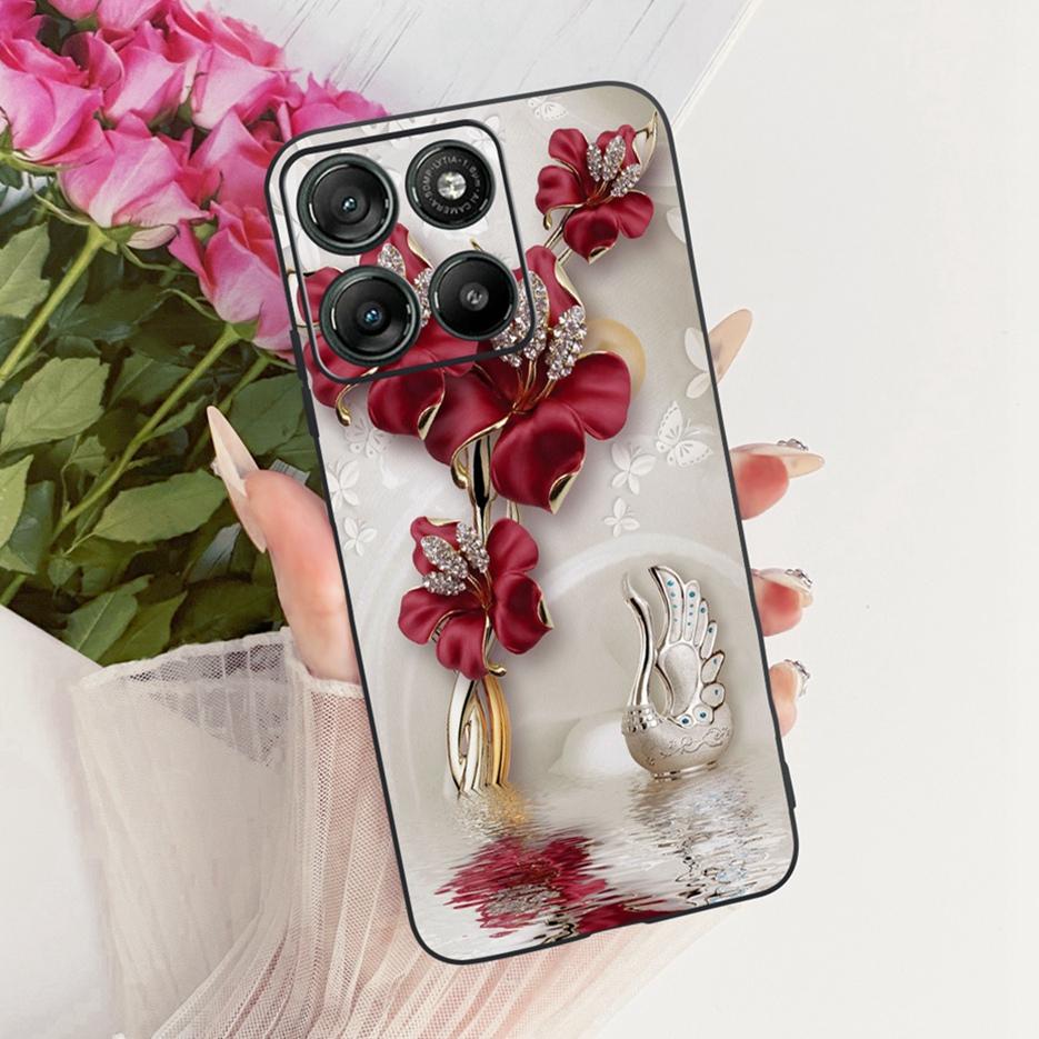 Für Motorola Moto G17 Power Case Moto G15 Niedliche Katze Blumen Bemalte Hülle Weiche TPU Handyhülle Für Motorola G15 Power MotoG17 Taschen
