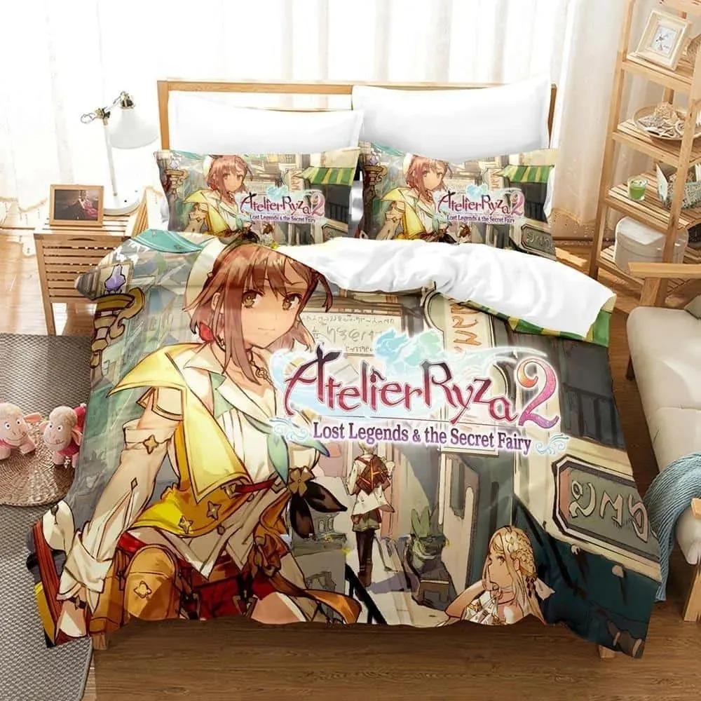 3D Anime Atelier Ryza 2 Lost Legends & the Secret Fairy Pościel Zestaw Pojedynczy Podwójny Pełny Queen King Size Łóżko Zestaw Dorosły Dziecko Sypialnia