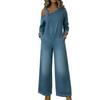 Denim Jumpsuit für Damen Schulterfrei mit Taschen, Bequeme Lässige Lange Hose, Trendiges Mode Sommer Outfit