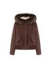 2025 Autumn Women's Denim Jacket with Detachable Fur Collar - European and American Style