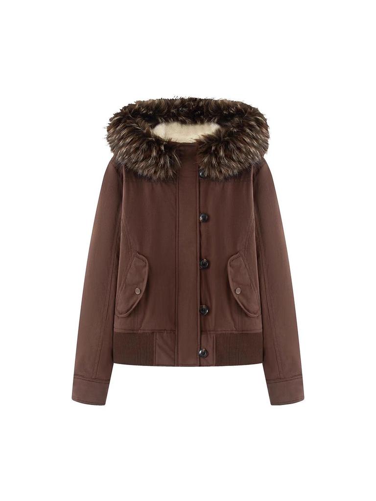 2025 Autumn Women's Denim Jacket with Detachable Fur Collar - European and American Style