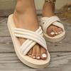 New large-size crossed slippers for women to wear in summer, seaside vacation, flip flops, sandals, thick bottom non-slip