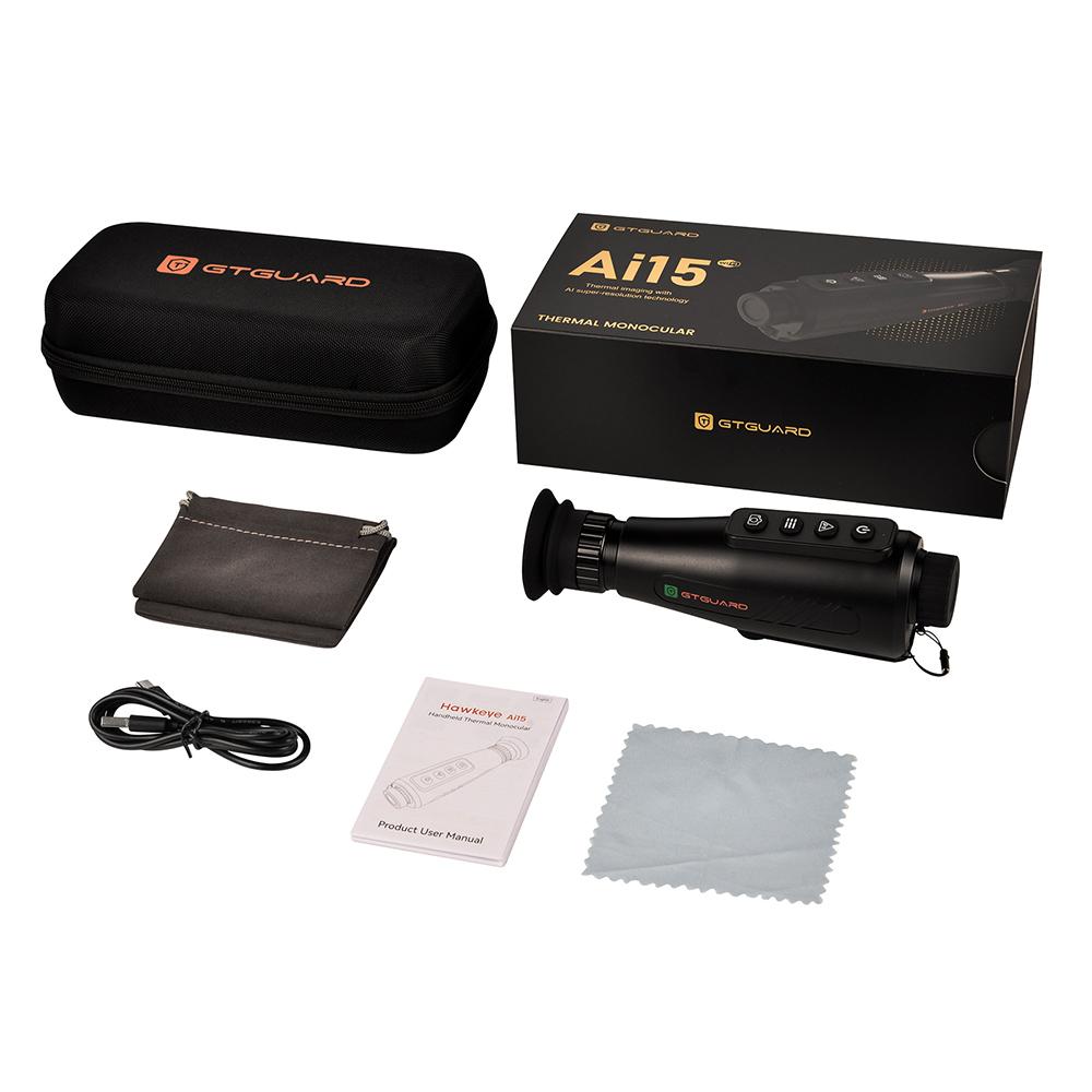 GTGUARD AI15 Thermal Imaging Night Vision Monocular, 60Hz Screen Refresh Rate, 1-8x Digital Zoom, 384*288 Resolution, IP66 Waterproof