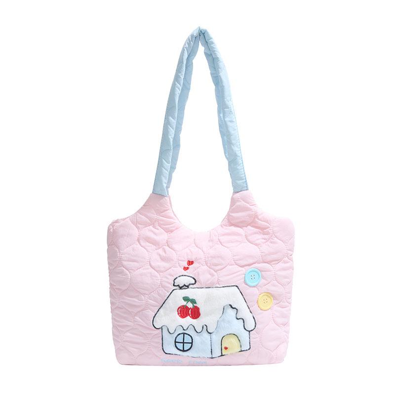 

Cartoon Apple Tote Bag New Fashionable Large-capacity Versatile Handbag розовый