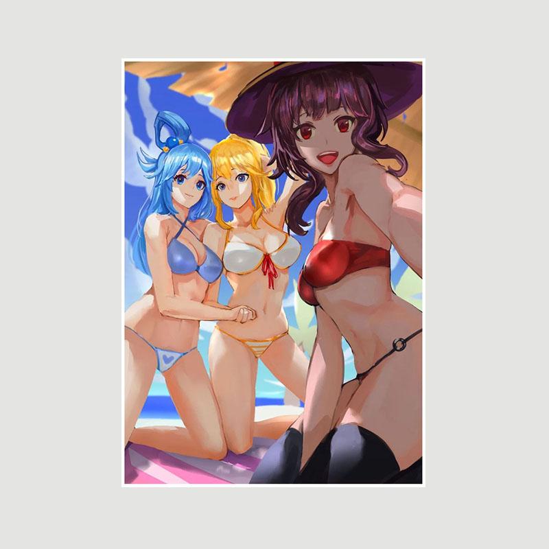 Vintage anime KonoSuba Megumin bílý papír plakáty a tisky ložnice bar kavárna dekorace nástěnná malba retro nástěnné umění malba domácí dekorace