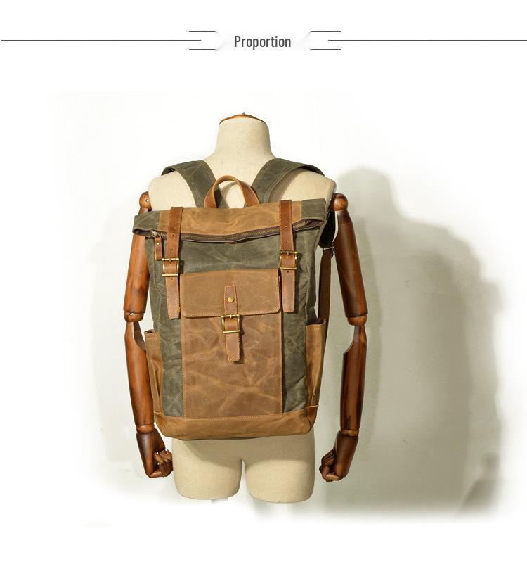 Muchuan Waxed Canvas Backpack: Large, Casual European & American Style, Waterproof Travel Bag for Men