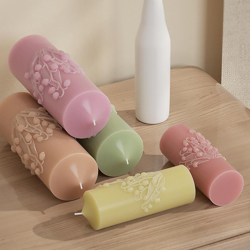 Bell Orchid Cylindrical Candle Silicone Mold DIY Gypsum Aromatherapy Plaster Resin Candle Mold for Candle Making