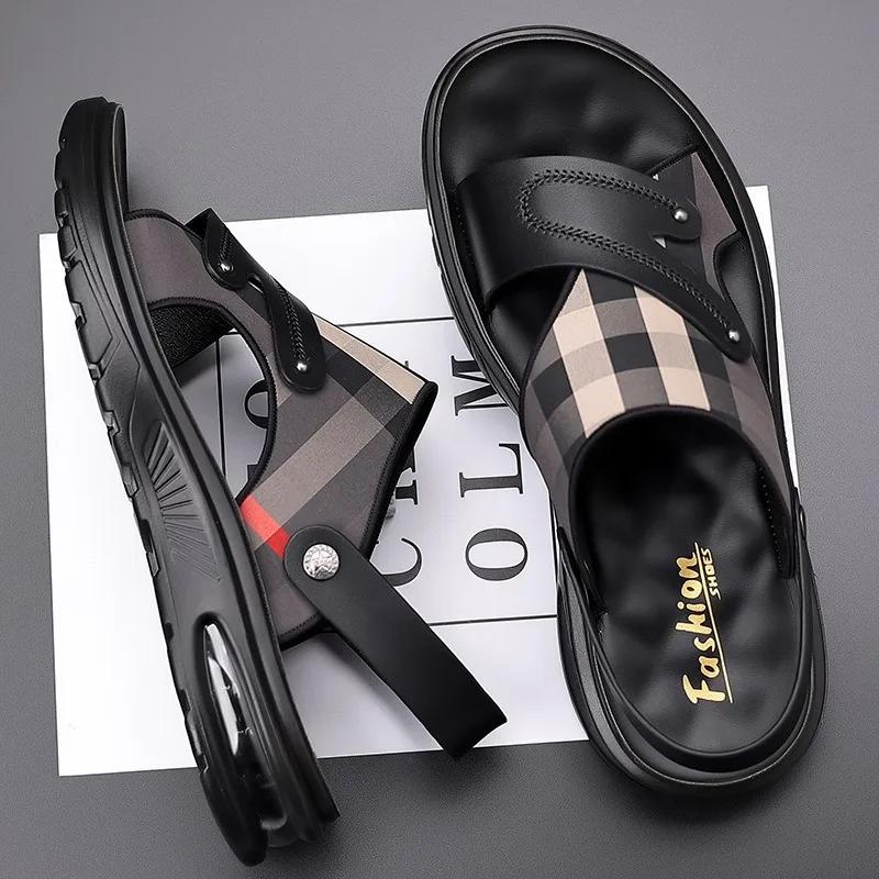 Fashion Men's Sandals Leather Casual Sandals Summer Beach Sandals for Men Outdoor Non Slip Platform Slippers Big Size47 Sandalias Hombre
