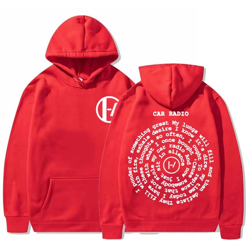 Harajuku Oversized Sweatshirt Men Women Fashion Casual Cozy H Twenty One Pilots Car Radio Double Sided Print Hoodie