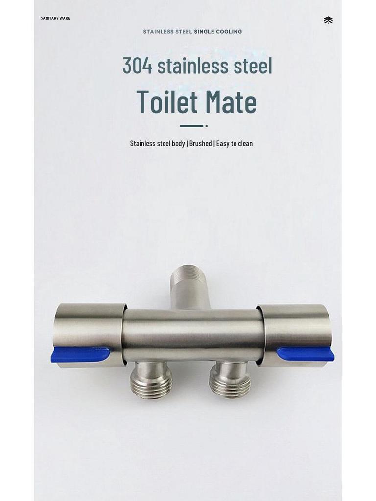 Badezimmer-Bidet-Set aus Edelstahl 304: Eckventil mit zwei Auslässen und Spülspritzpistole