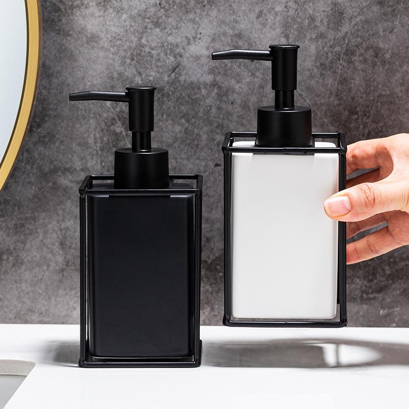 Home Ceramic Hand Sanitizer Bottle Matte Wrought Iron Bathroom Shower Gel Is Bottled and Pressed Into Soap Bottle Bathroom