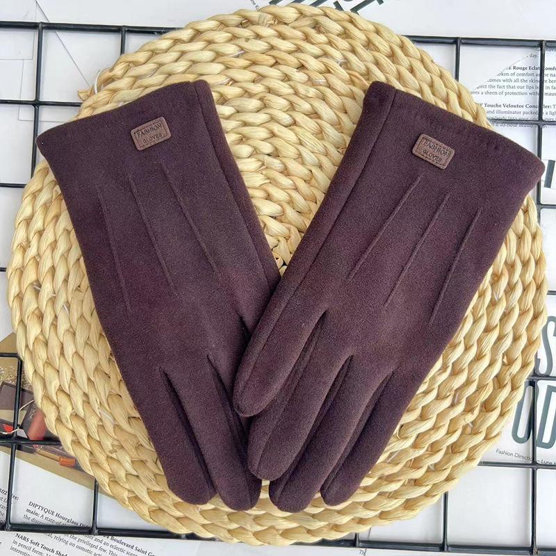 Men'S Gloves Fleece Warm German Fleece Windproof And Cold Proof Touch Screen Cycling Driving Gloves