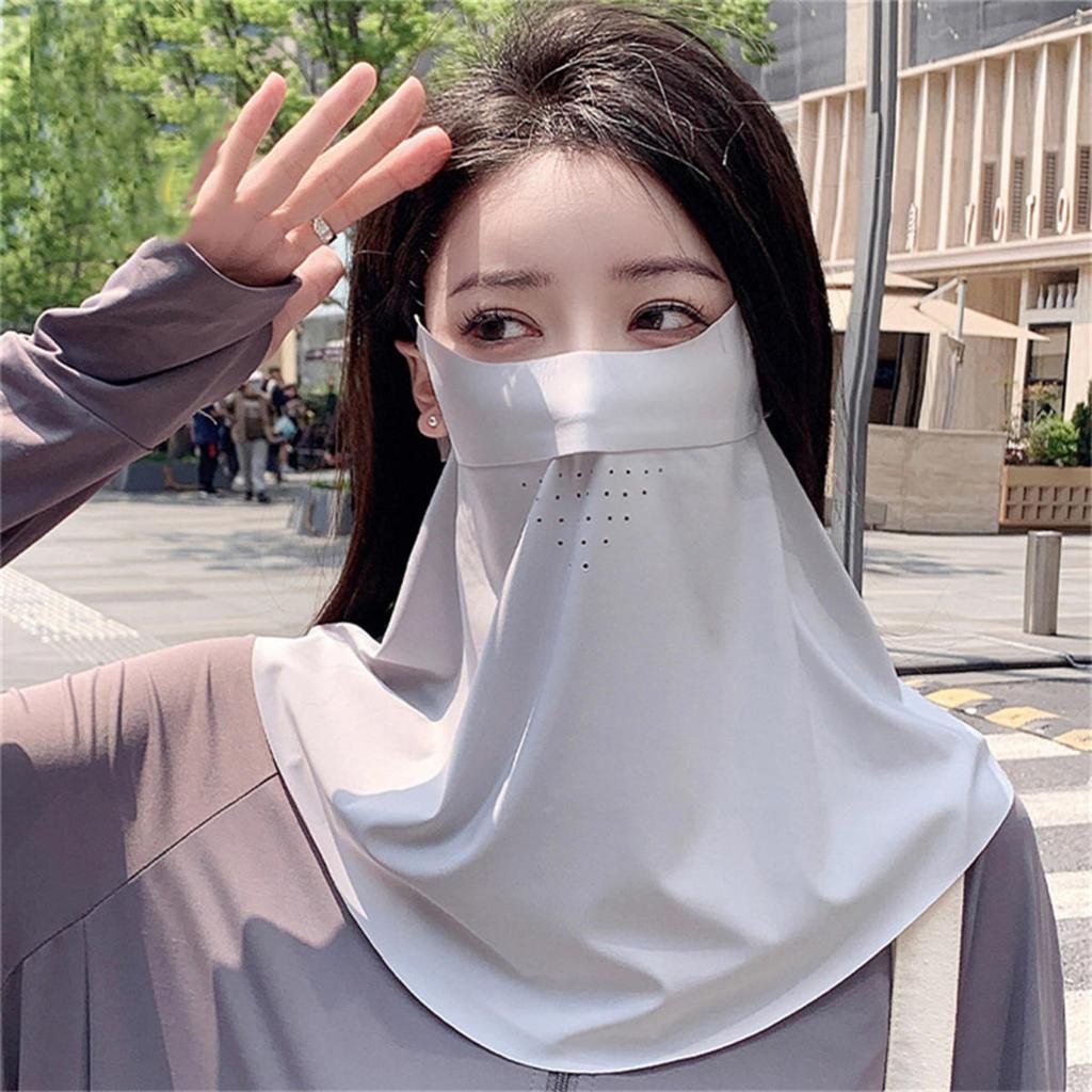 Women's outdoor sports trackless sunscreen facial mask imitation ice silk UV protection summer breathable thin