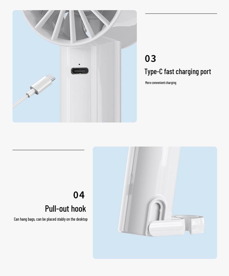 2026 Portable USB Ice Cooling Fan with Carabiner, Semiconductor Refrigeration, and High Wind Power