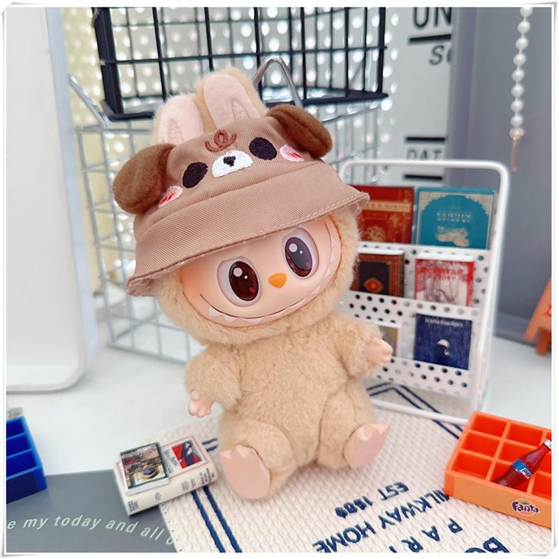 Für 17cm Labubu Hut Sit Party Macaron Outfit Puppe Eimer Fischerhut Niedliche Puppenzubehör Taiyaki Stirnband Kinder Mädchen Spielzeug