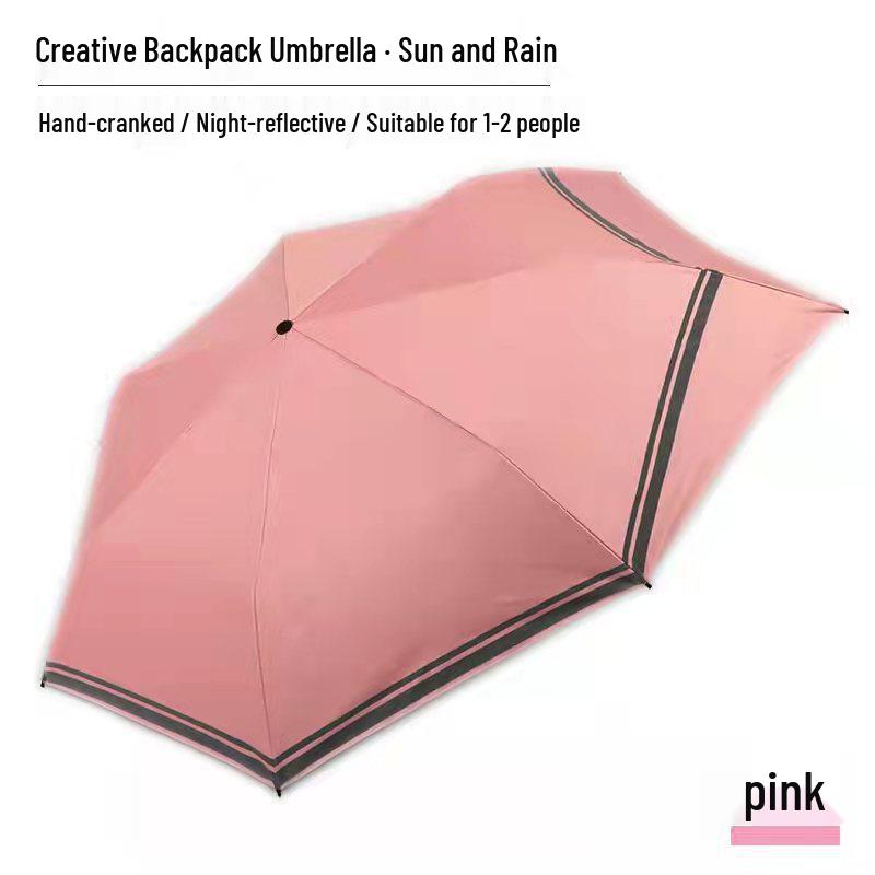 Creative Folding Backpack Umbrella: Manual Black Glue Business Umbrella for All Weather - Sunny & Rainy Days